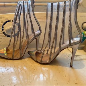 Clear Ankle High Studded Boots